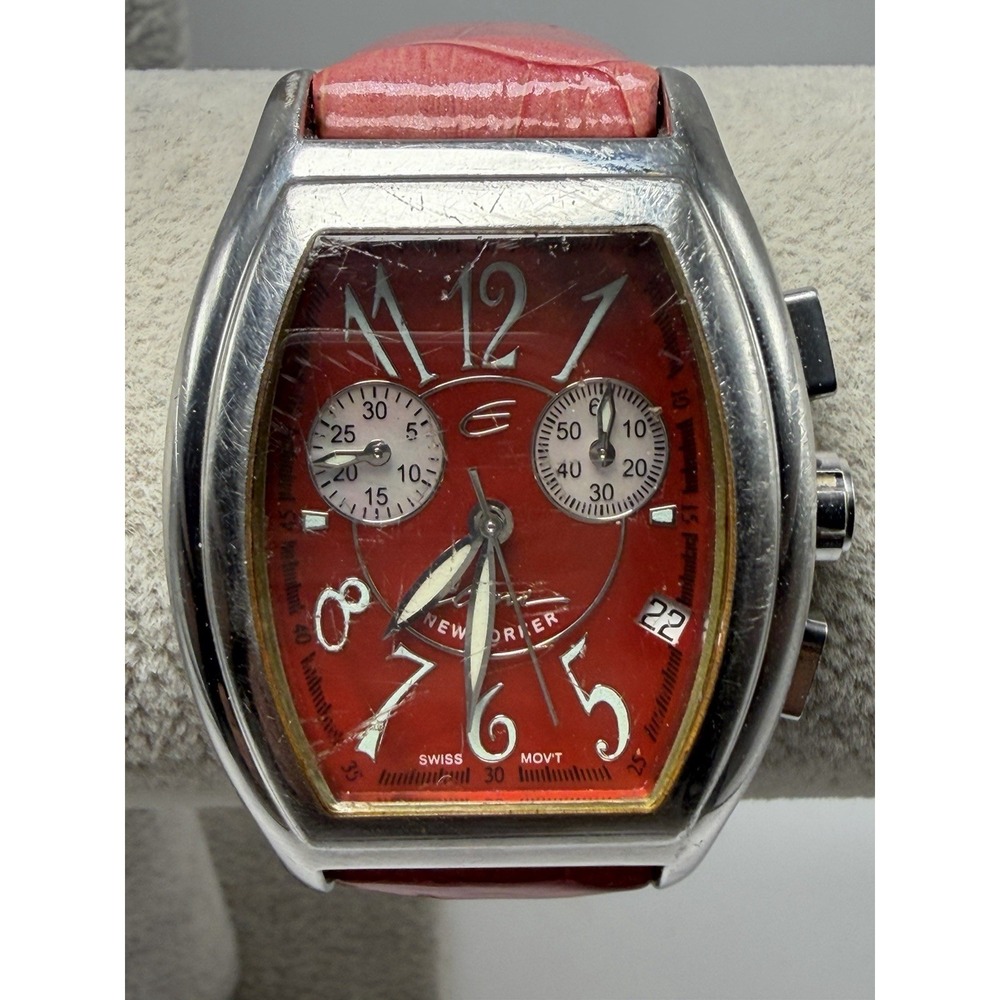 Elini New‎ Yorker B-799 New Battery Ladies MOP Chronograph Tank Watch 32MM 7.5"